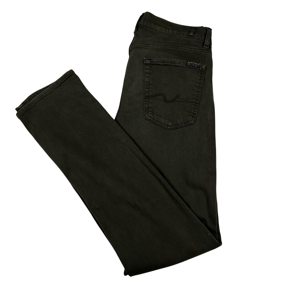 7 For All Mankind Slimmy Jeans Mens 32 Olive Green Luxe Performance Slim Fit - Picture 1 of 11